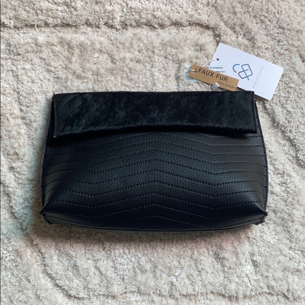 Black Faux Fur Clutch/Crossbody Bag